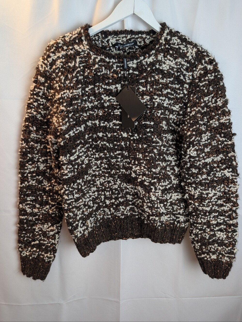 DOLCE & GABBANA Sweater Brown Knitted Wool Fatto A Mano IT44/ US34/XS 3500usd